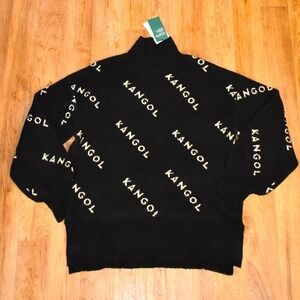 Kangol x H&M Black All Over Logo Mock Neck Sweater Women's Small